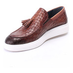 Leather Basket Weave Tassel Loafer Sneaker // Tobacco (Euro: 43)