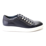 Leather Lace-Up Sneaker // Dark Blue (Euro: 45)