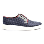 Leather Basket Weave Lace-Up Derby Sneaker // Dark Blue (Euro: 43)