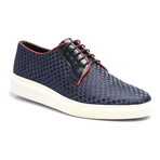 Leather Basket Weave Lace-Up Derby Sneaker // Dark Blue (Euro: 44)