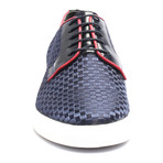 Leather Basket Weave Lace-Up Derby Sneaker // Dark Blue (Euro: 44)