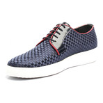 Leather Basket Weave Lace-Up Derby Sneaker // Dark Blue (Euro: 41)