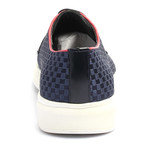 Leather Basket Weave Lace-Up Derby Sneaker // Dark Blue (Euro: 45)