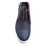 Leather Basket Weave Lace-Up Derby Sneaker // Dark Blue (Euro: 44)