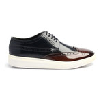 Patent Lace-Up Wingtip Derby Sneaker // Dark Blue + Brown (Euro: 41)