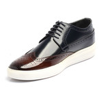 Patent Lace-Up Wingtip Derby Sneaker // Dark Blue + Brown (Euro: 44)