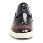 Patent Lace-Up Wingtip Derby Sneaker // Dark Blue + Brown (Euro: 44)