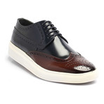 Patent Lace-Up Wingtip Derby Sneaker // Dark Blue + Brown (Euro: 40)