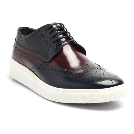 Patent Lace-Up Wingtip Derby Sneaker // Dark Blue + Bordeaux (Euro: 40)