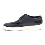 Mixed Texture Lace-Up Wingtip Derby Sneaker // Dark Blue (Euro: 45)