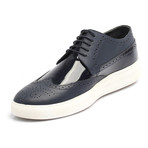 Mixed Texture Lace-Up Wingtip Derby Sneaker // Dark Blue (Euro: 45)