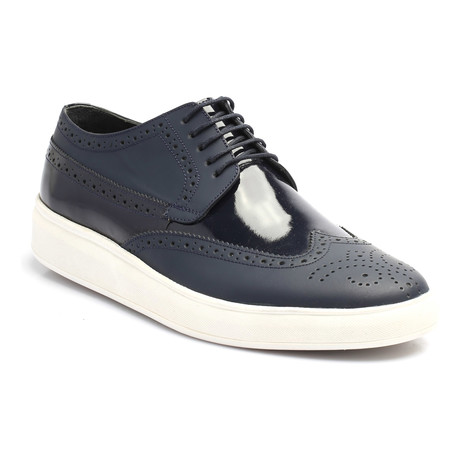 Mixed Texture Lace-Up Wingtip Derby Sneaker // Dark Blue (Euro: 40)