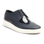 Mixed Texture Lace-Up Wingtip Derby Sneaker // Dark Blue (Euro: 43)