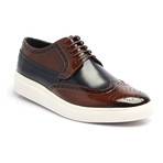 Patent Lace-Up Wingtip Derby Sneaker // Tobacco + Dark Blue (Euro: 42)