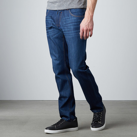 Thomas 5-Pocket Straight-Slim Faded Jeans // Blue (32WX32L)