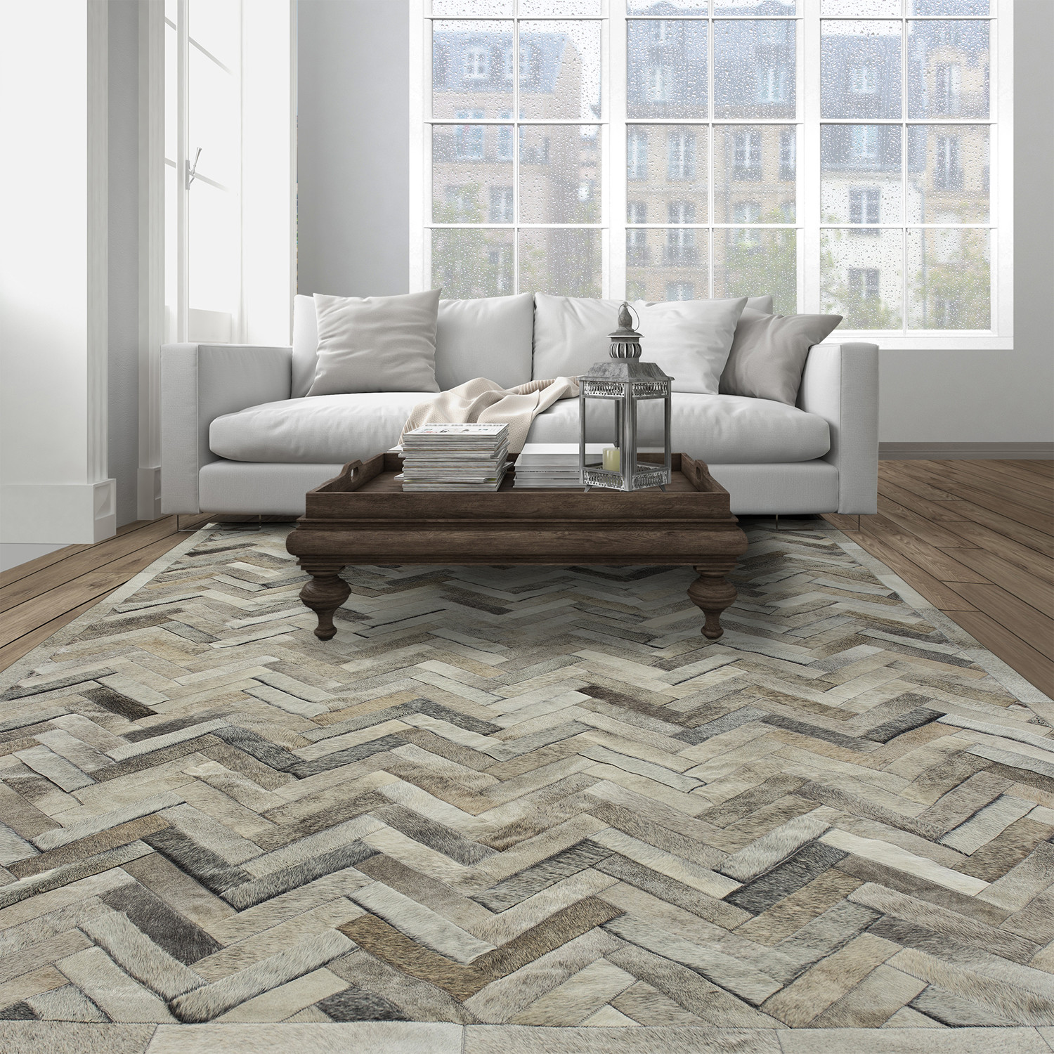 Chevron Rug Plus Ashen 5 L X 8 W Cowhide Gallery Touch Of