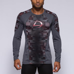 Long-Sleeve Color Block Compression Tee // Dark Grey (L)