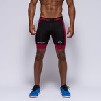 Compression 9" Inseam Short // Black + Red (L)