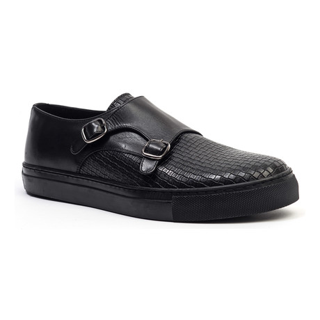 Textured Double Monk Sneaker // Black (Euro: 41)