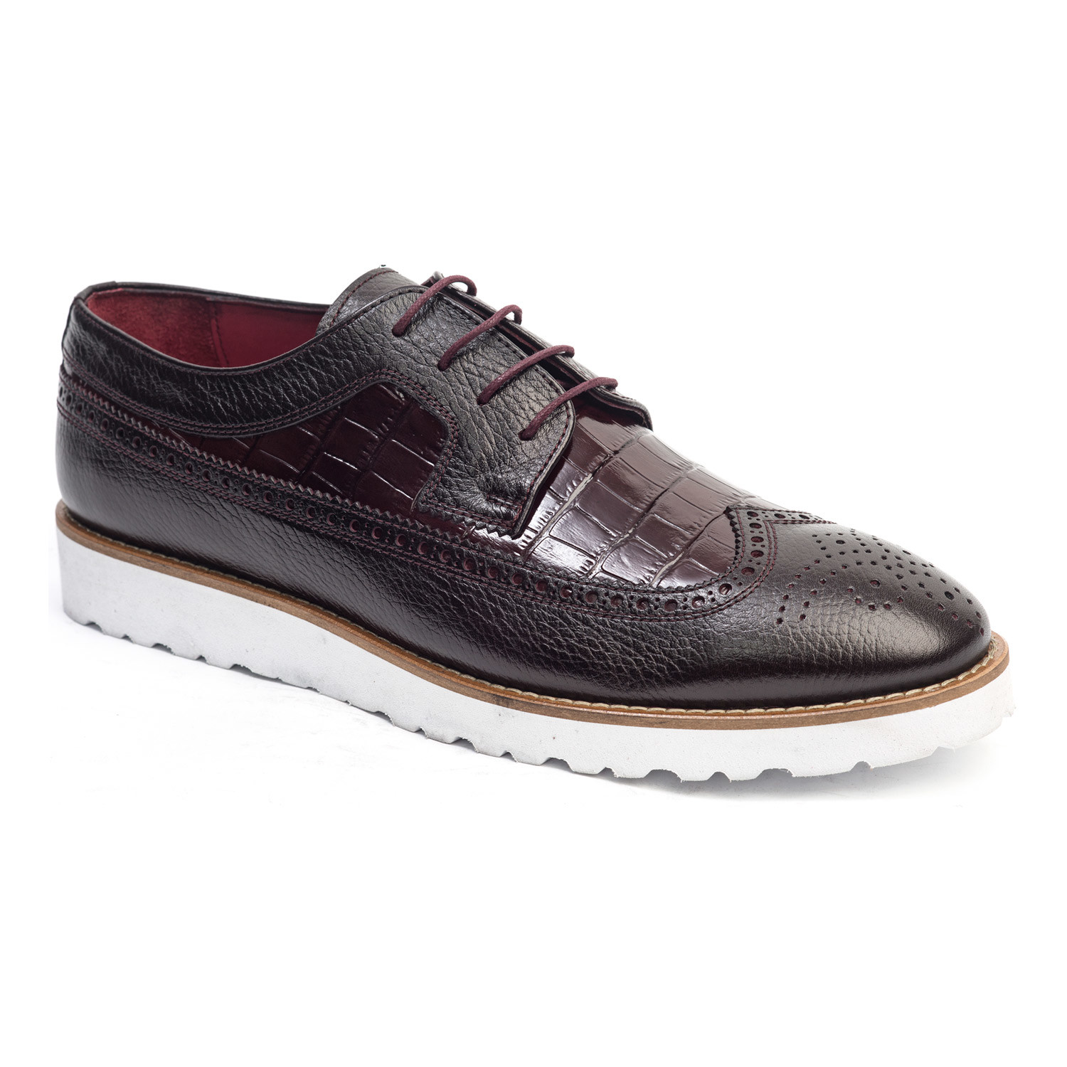Casual Croc Wing-Tip Derby // Burgundy (Euro: 40) - Jared Lang - Touch ...