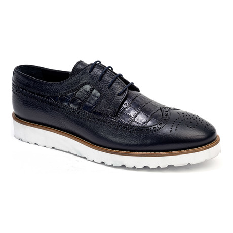 Casual Croc Wing-Tip Derby // Navy (Euro: 40)