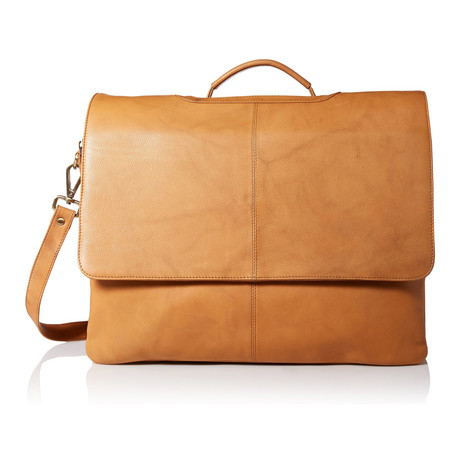 Leather Business Messenger Briefcase // Sand