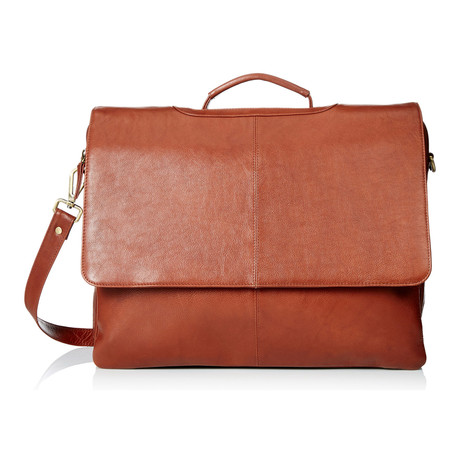 Leather Business Messenger Briefcase // Brown