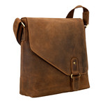 Hunter Distressed Leather Messenger // Tan