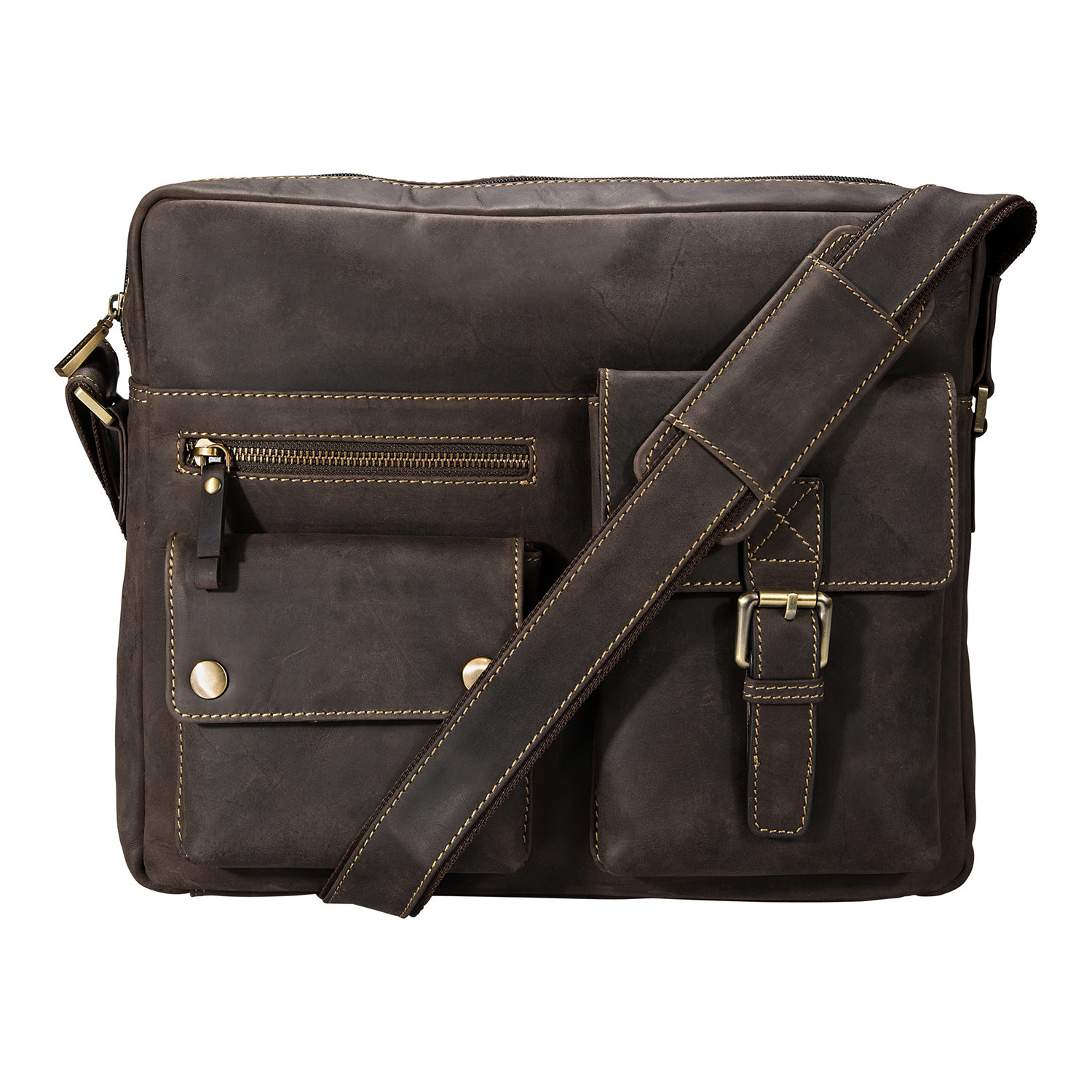 Distressed Leather Messenger Bag // Brown - Visconti - Touch of Modern