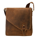 Hunter Distressed Leather Messenger // Tan