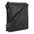 Distressed Leather Organizer Messenger (Black)