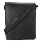 Distressed Leather Organizer Messenger (Black)