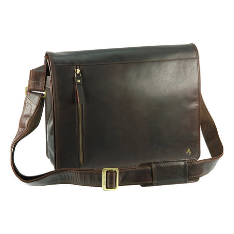 Buffalo Leather Messenger Bag // Brown