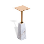 Beck Square Drink Table (DISC) (White + Antique Brass)