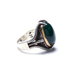 Green Onyx Gold Claw Engraved (Size 8.5)