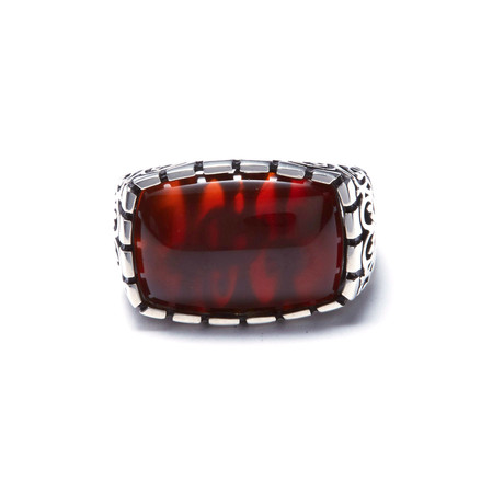 Red Agate Baguette (Size 8.5)