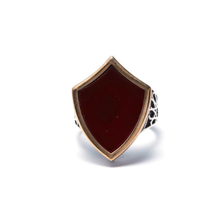 Red Agate Shield (Size 8.5)
