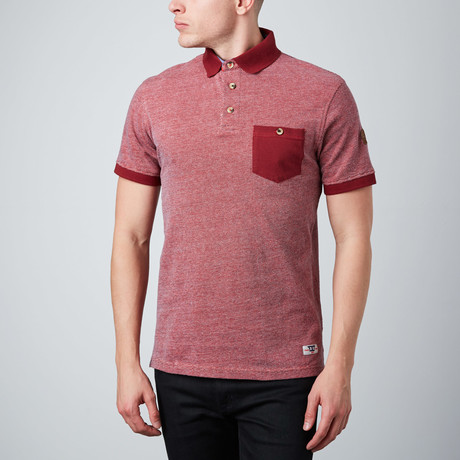 Yarn-Dyed Short-Sleeve Polo With Front Pocket // Red (XS)
