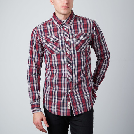 Long-Sleeve Button-Up Shirt // Red Check (S)