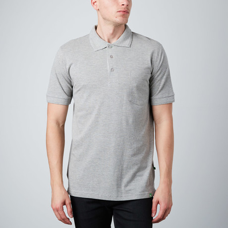 Piqué Short-Sleeve Polo With Front Pocket // Grey (S)