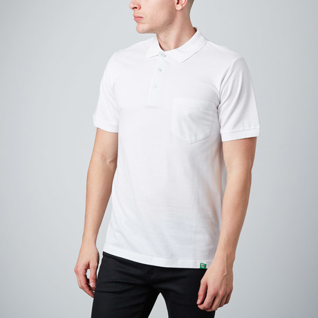 Piqué Short-Sleeve Polo With Front Pocket // White (S)