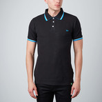 Polo With Contrast Tipping // Black + Blue (XL)