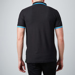 Polo With Contrast Tipping // Black + Blue (XL)
