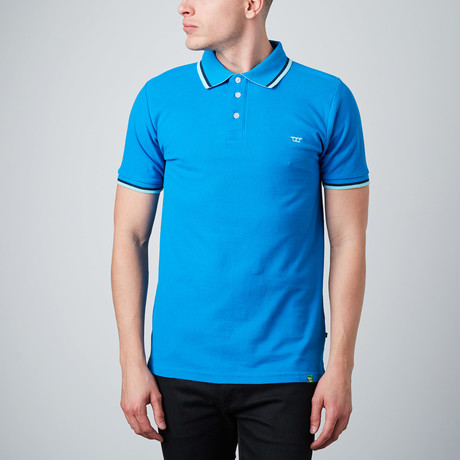 Short-Sleeve Polo With Contrast Tipping // Blue + Teal (S)