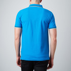 Short-Sleeve Polo With Contrast Tipping // Blue + Teal (XL)
