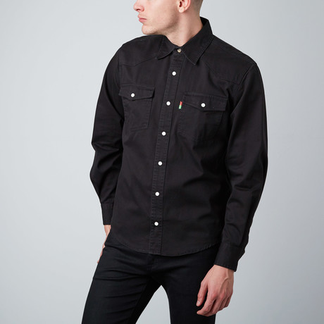 Western Washed Denim Shirt // Faded Black (S)