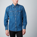Western Washed Denim Shirt // Faded Blue (M)