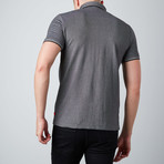 Short-Sleeve Polo With Jaquard Collar // Charcoal (M)