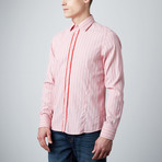 Pinstripe Button-Up Dress Shirt // Red (L)