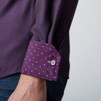 Dot Texture Button-Up Shirt // Purple (XL)